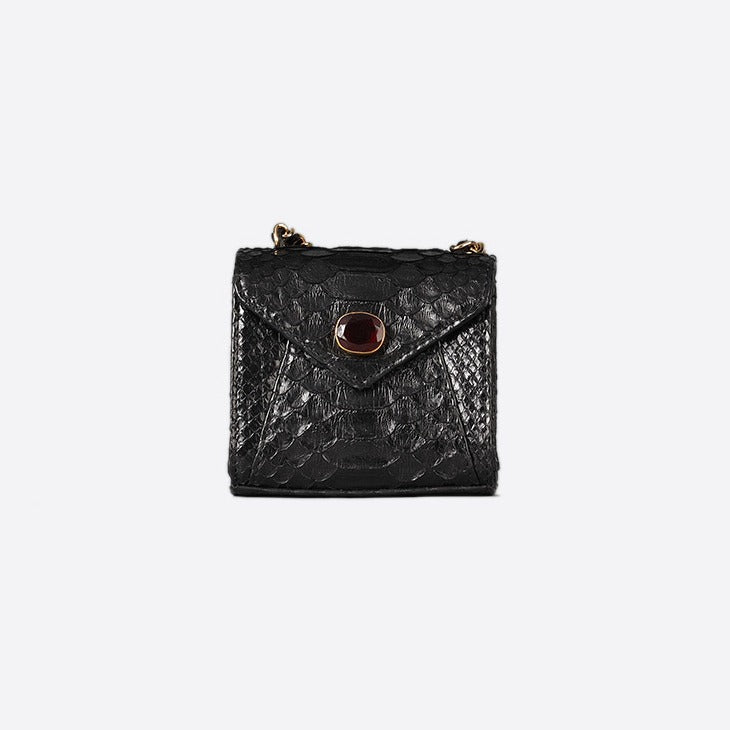 Python Emboss Mini Purse Black Python