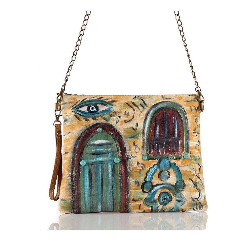HAND PAINTED LEBANESE WITH HAMSA CROSSBAG - Xini Concept