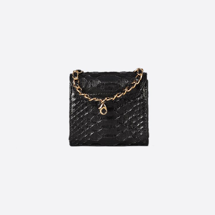 MINI ZAIN BAG IN BLACK PYTHON AND GARNET STONE - Xini Concept