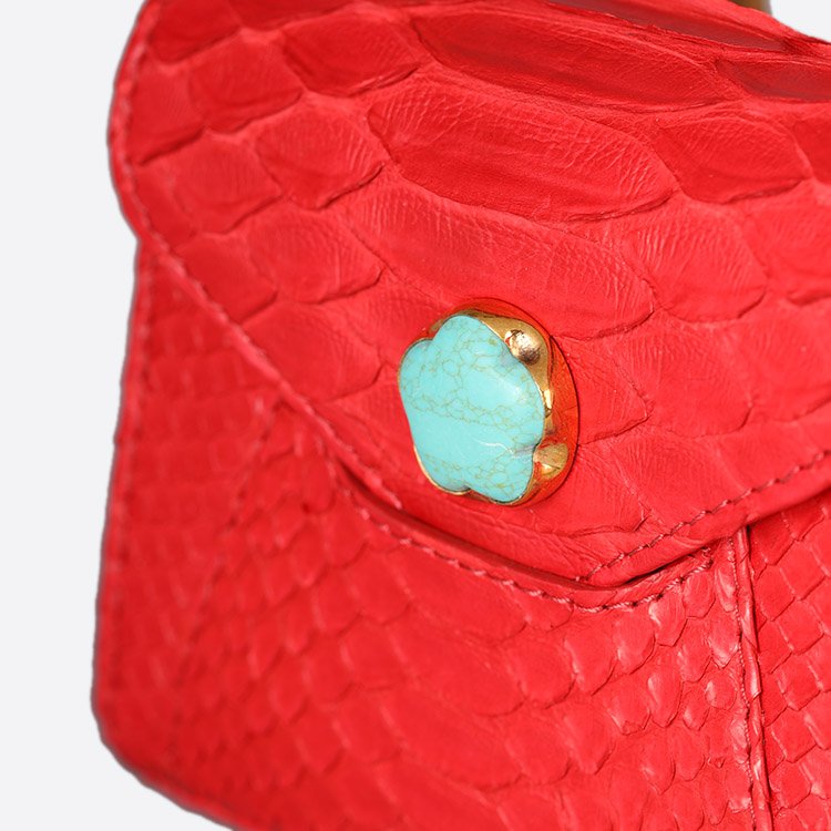 MINI ZAIN BAG IN RED PYTHON AND TURQUOISE STONE - Xini Concept