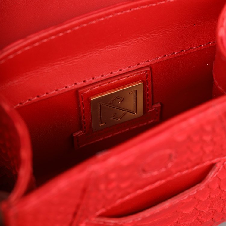 MINI ZAIN BAG IN RED PYTHON AND TURQUOISE STONE - Xini Concept